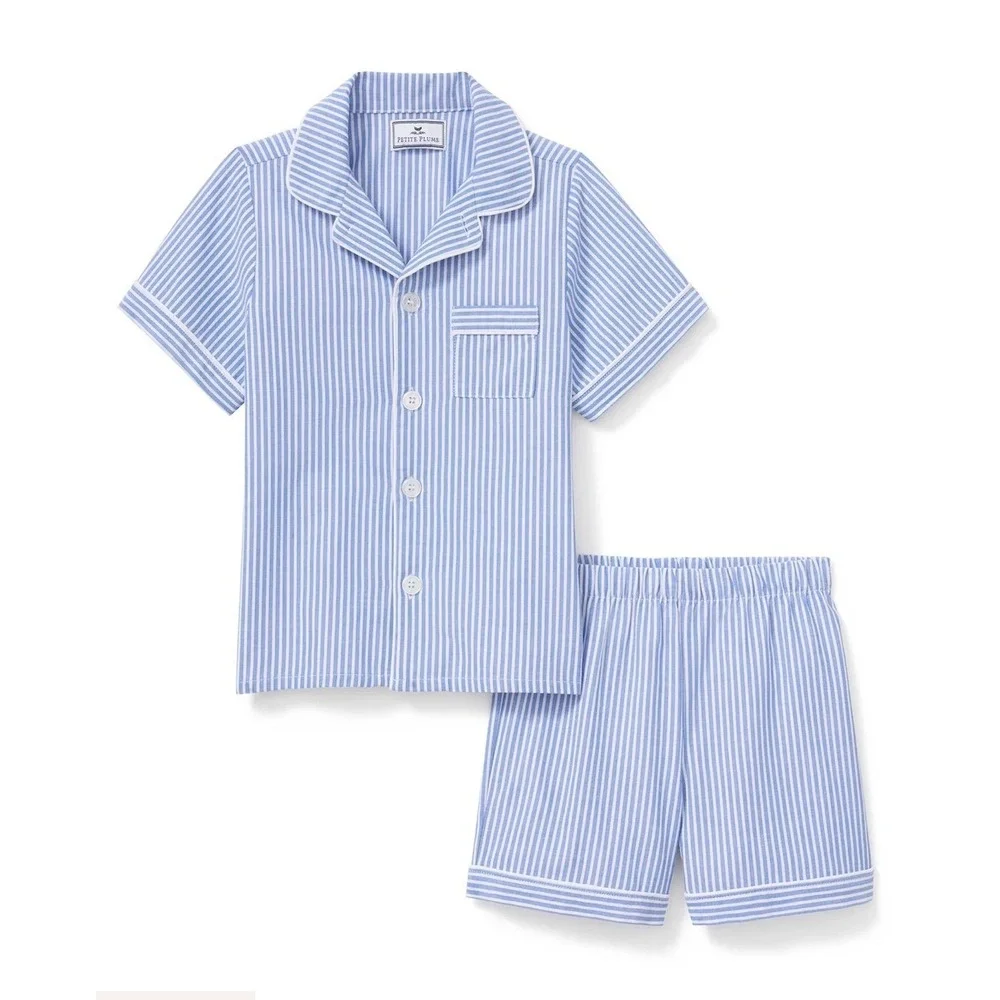 Petite Plume Boys French Blue Seersucker Short Pajama Set Size 12 SSSBSS112